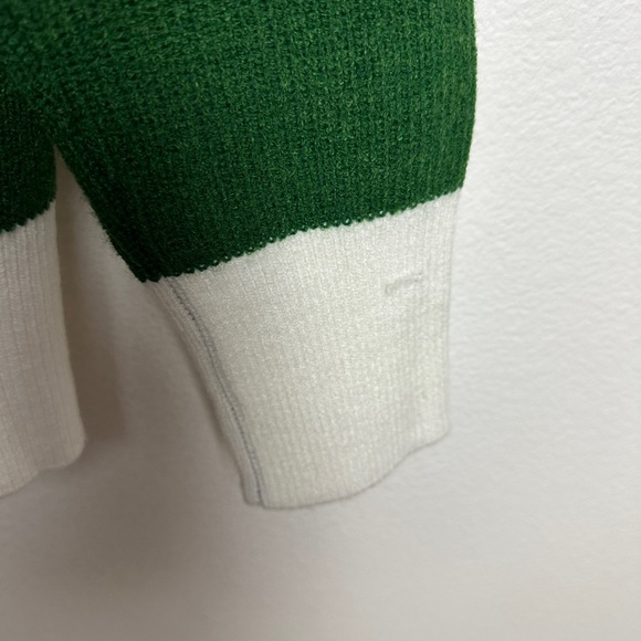 NEW Cardigan Sweater Women's XL Green White Turtleneck Knit Sweater - Picture 3 of 7